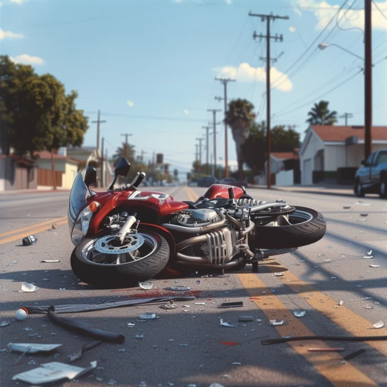 Red motorcycle after a motorcycle accident in Houston