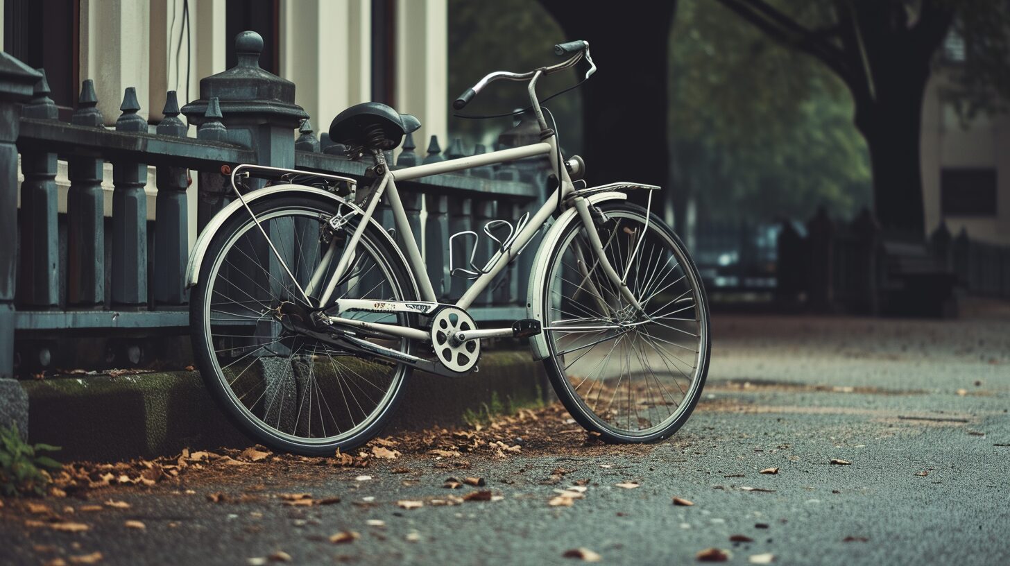 Bicycle leaning against a fence in Alief