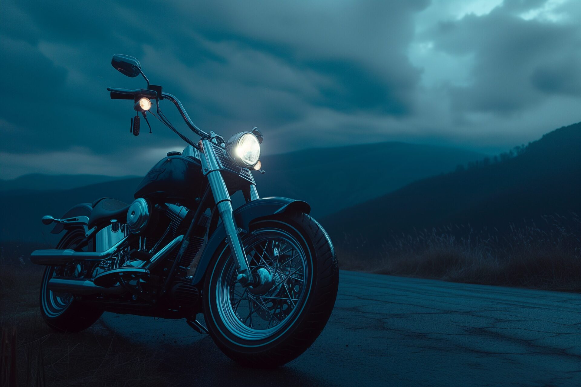 A photo of a motorcycle on the side of the road somewhere in Texas