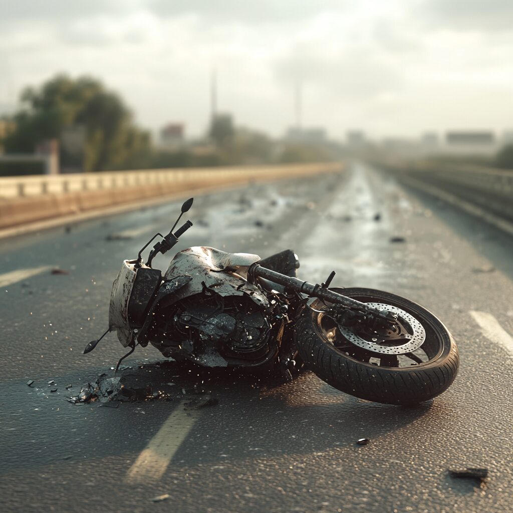 Motorcycle accident in Texas on the highway