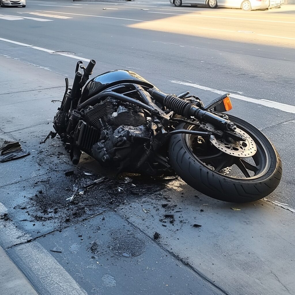 A motorcycle after a tragic motorcycle accident in Texas